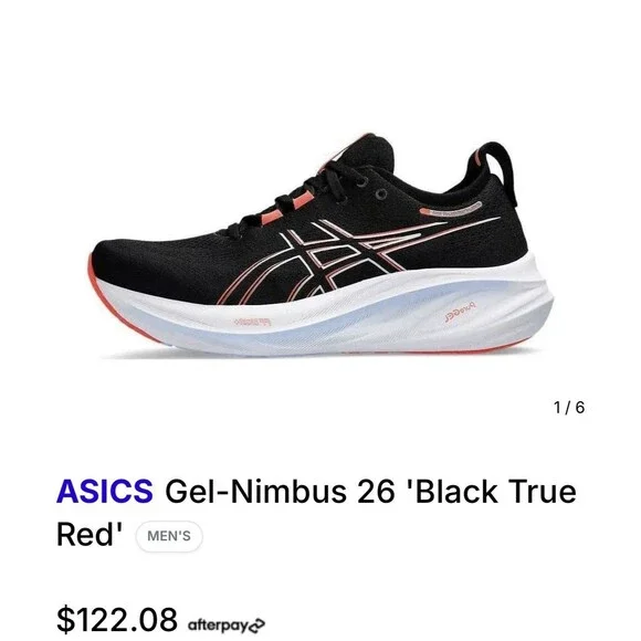 ASICS Men's Gel-Nimbus 26 Running Shoe, US Size 9.5 Black/True RED - Picture 13 of 15